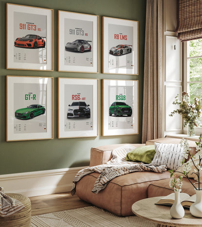 Modern Sports car poster Porsche, Audi, Mercedes